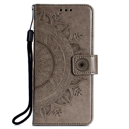 Imprint Flower Leather Wallet Case for Samsung Galaxy M20