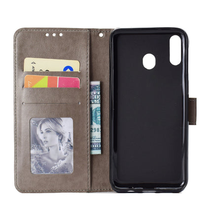 Imprint Flower Leather Wallet Case for Samsung Galaxy M20
