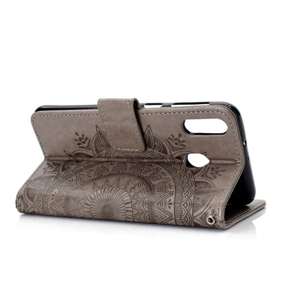 Imprint Flower Leather Wallet Case for Samsung Galaxy M20