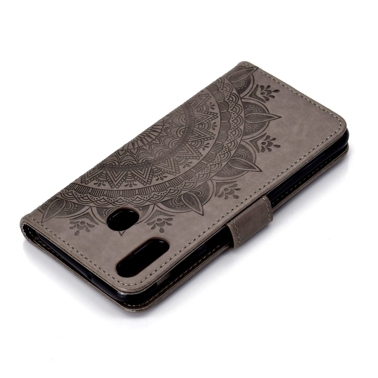 Imprint Flower Leather Wallet Case for Samsung Galaxy M20