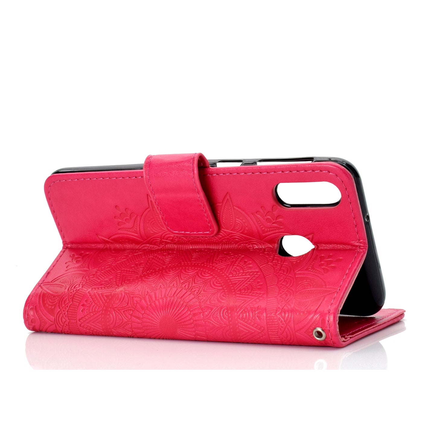 Imprint Flower Leather Wallet Case for Samsung Galaxy M20