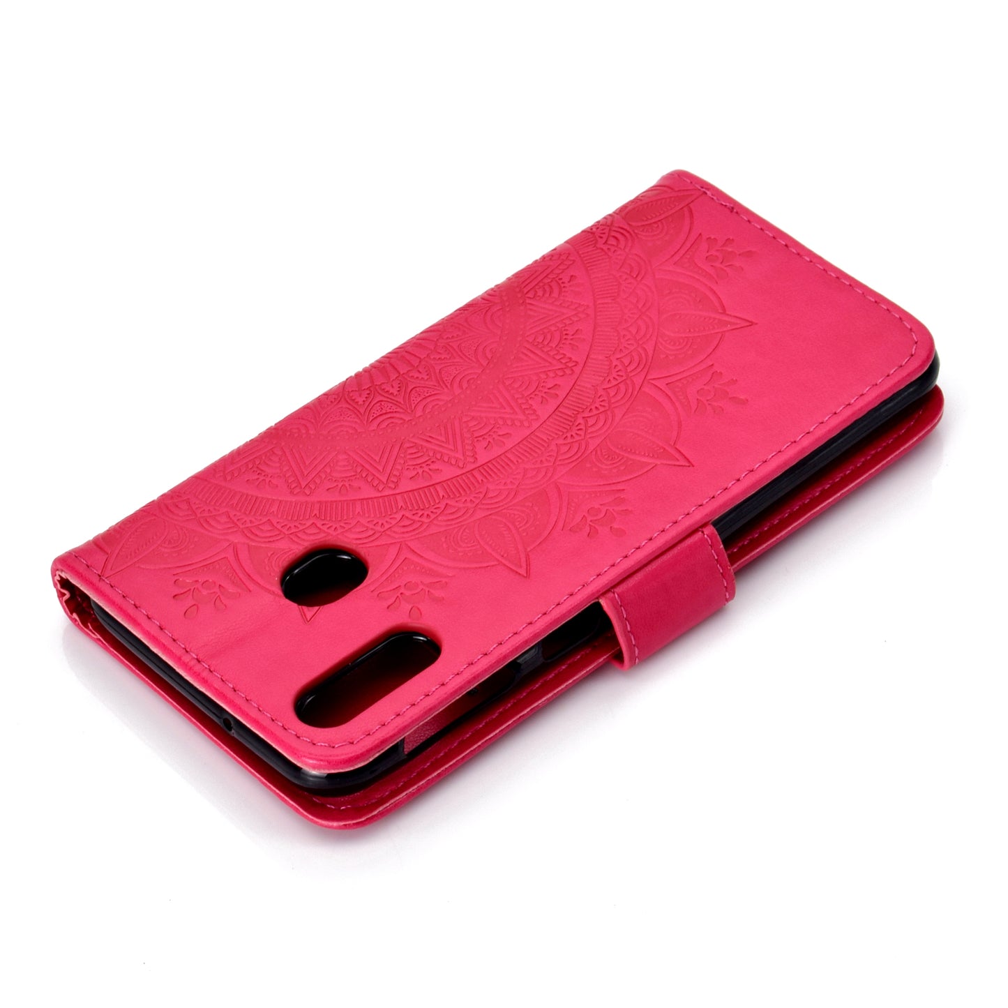 Imprint Flower Leather Wallet Case for Samsung Galaxy M20