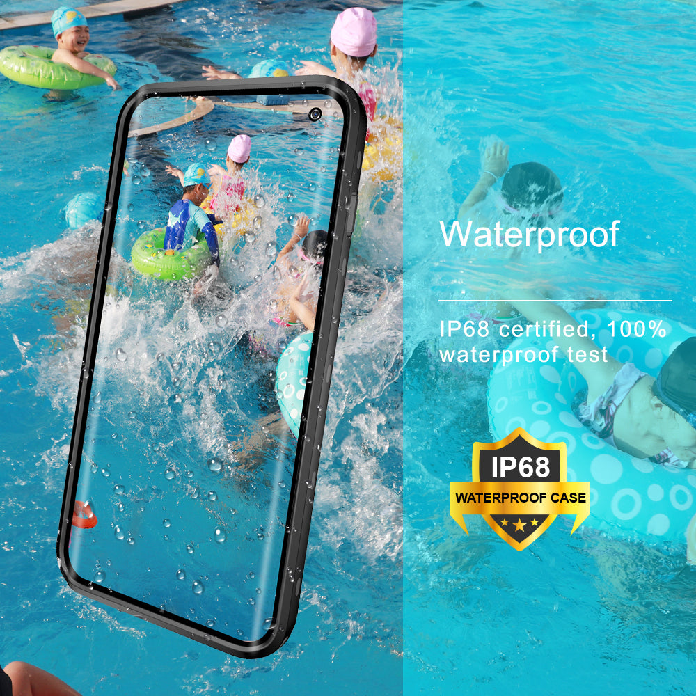 REDPEPPER IP68 Waterproof Phone Case for Samsung Galaxy S10 Plus [Support Fingerprint Unlock] [Clear Back]