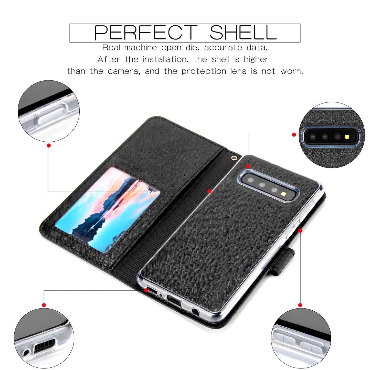 Cross Texture Leather Wallet Cover + Removable TPU Back Shell for Samsung Galaxy S10 Plus