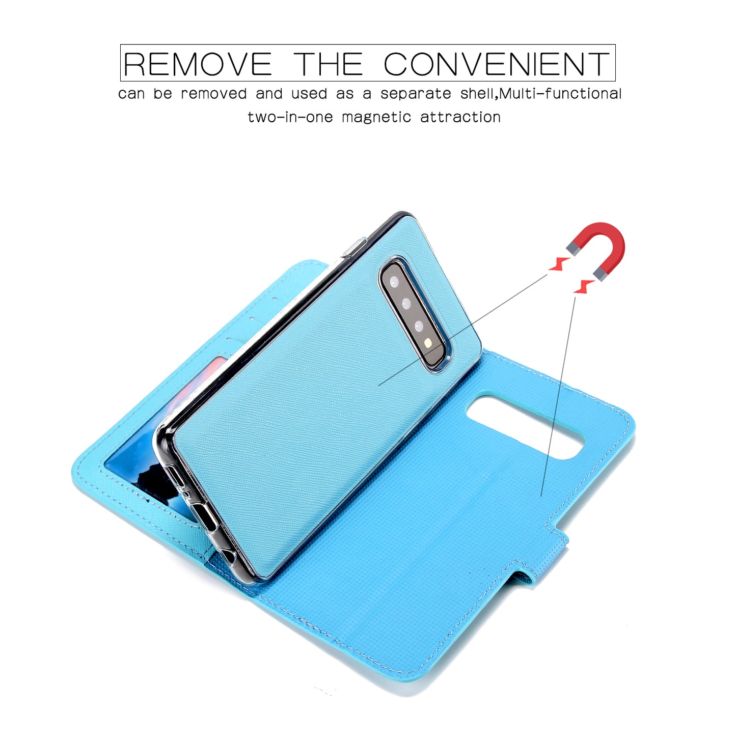 Cross Texture Leather Wallet Cover + Removable TPU Back Shell for Samsung Galaxy S10 Plus