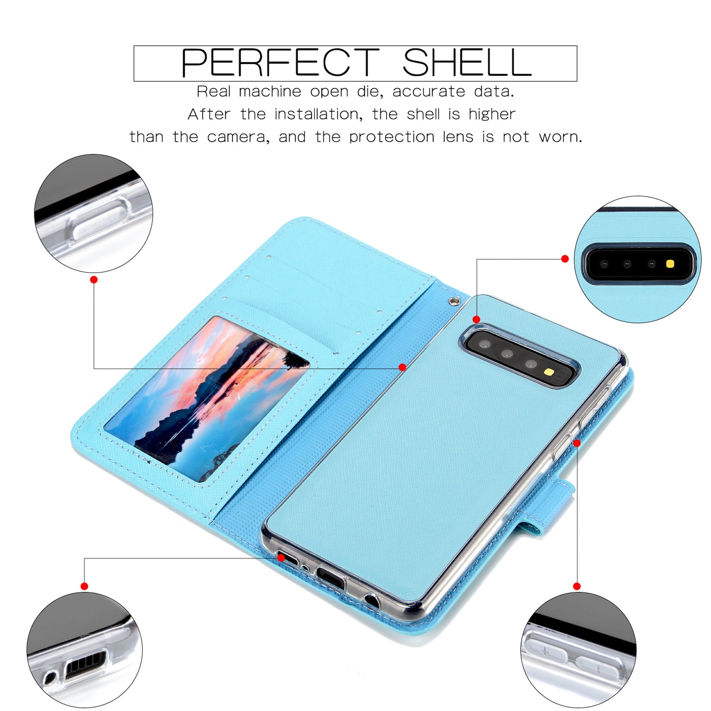 Cross Texture Leather Wallet Cover + Removable TPU Back Shell for Samsung Galaxy S10 Plus