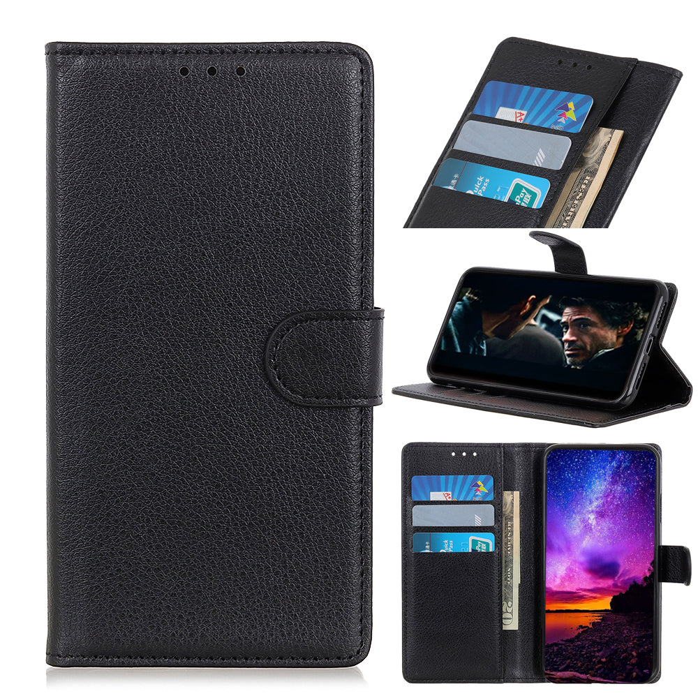 Phone Case for Samsung Galaxy A20e Litchi Texture Leather Shockproof Phone Protector with Wallet Stand
