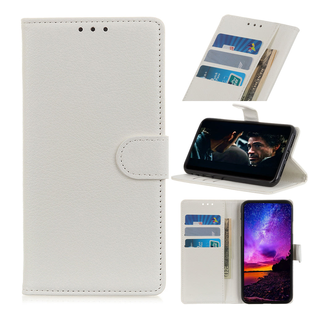 Phone Case for Samsung Galaxy A20e Litchi Texture Leather Shockproof Phone Protector with Wallet Stand
