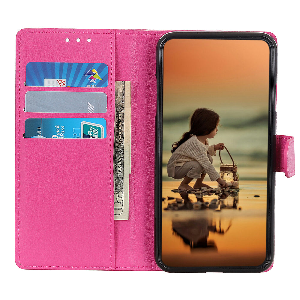 Phone Case for Samsung Galaxy A20e Litchi Texture Leather Shockproof Phone Protector with Wallet Stand