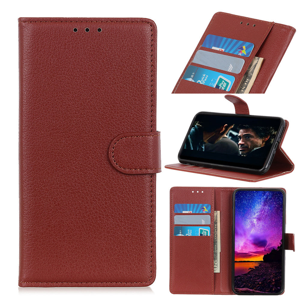 Phone Case for Samsung Galaxy A20e Litchi Texture Leather Shockproof Phone Protector with Wallet Stand