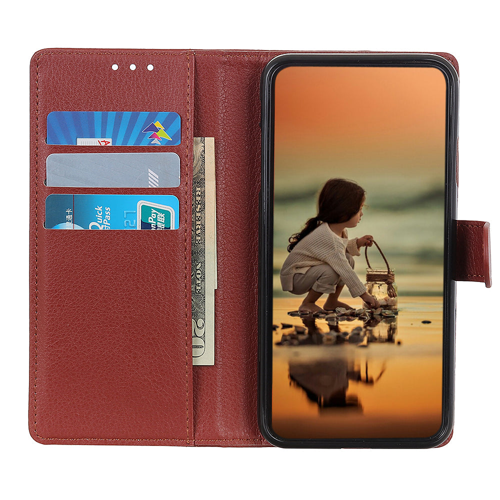 Phone Case for Samsung Galaxy A20e Litchi Texture Leather Shockproof Phone Protector with Wallet Stand
