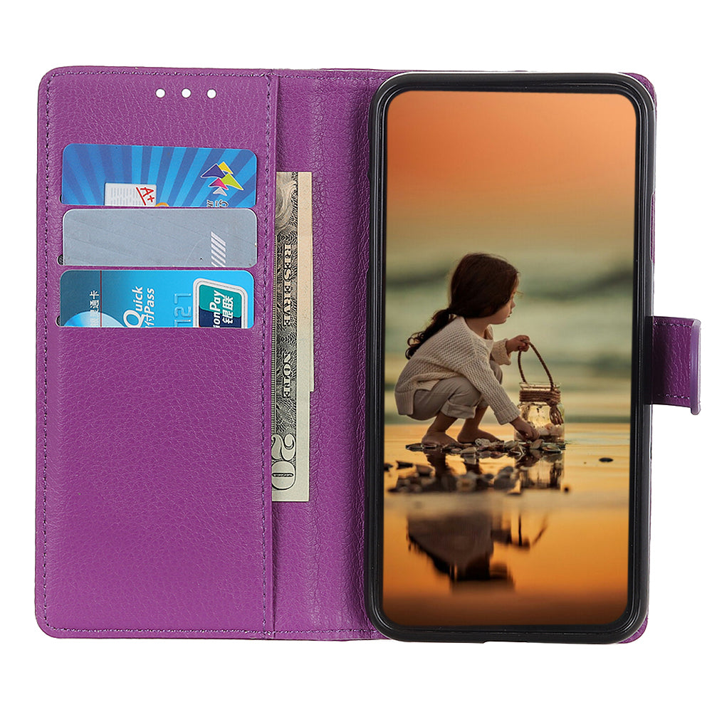 Phone Case for Samsung Galaxy A20e Litchi Texture Leather Shockproof Phone Protector with Wallet Stand