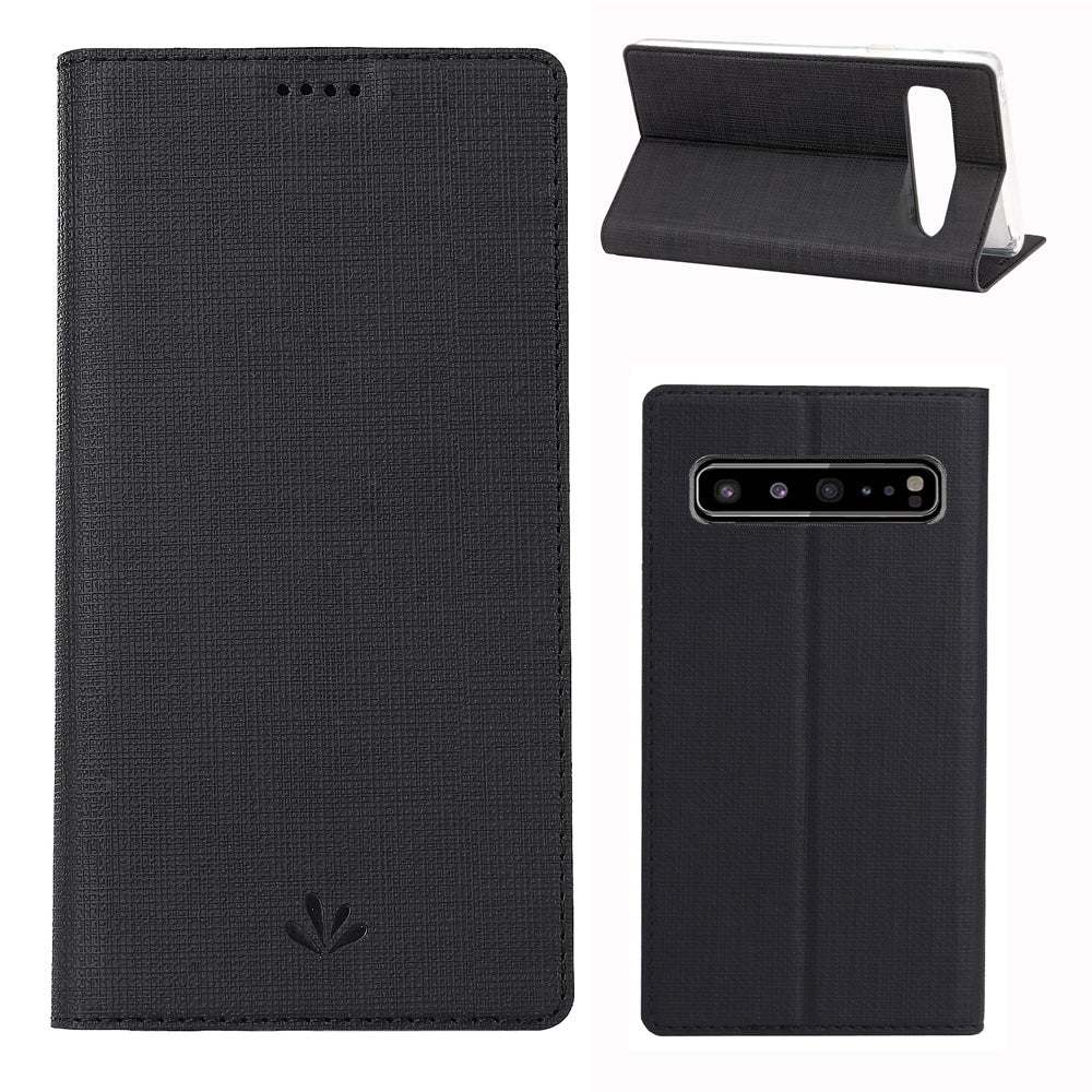 VILI DMX Cross Texture Stand Leather Card Holder Case for Samsung Galaxy S10 5G