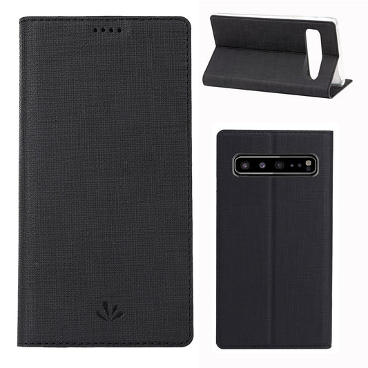 VILI DMX Cross Texture Stand Leather Card Holder Case for Samsung Galaxy S10 5G