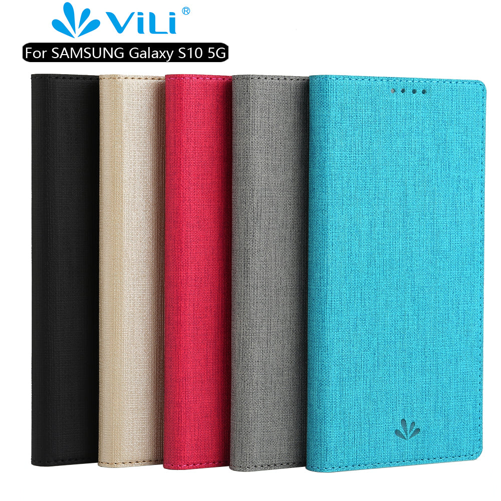 VILI DMX Cross Texture Stand Leather Card Holder Case for Samsung Galaxy S10 5G