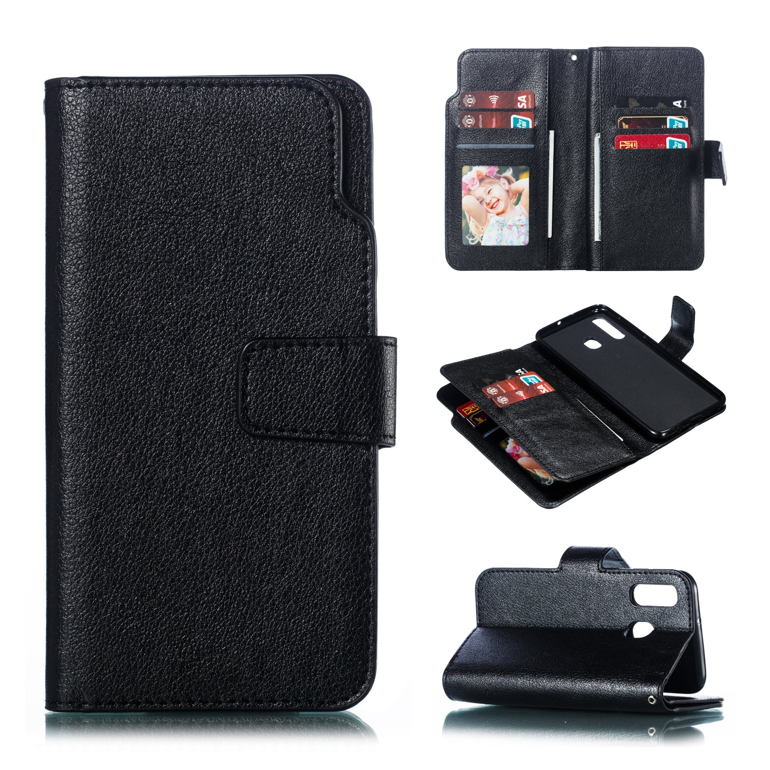 For Samsung Galaxy A40 [9 Card Slots] Crazy Horse Wallet Leather Mobile Case