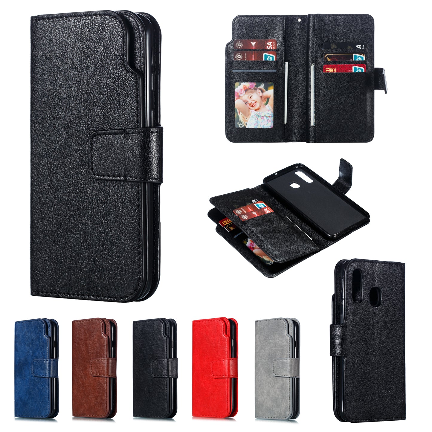 For Samsung Galaxy A40 [9 Card Slots] Crazy Horse Wallet Leather Mobile Case