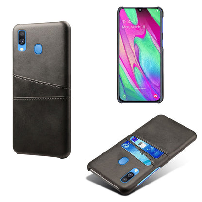For Samsung Galaxy A40 PU Leather Coated PC Mobile Casing with Dual Card Slots