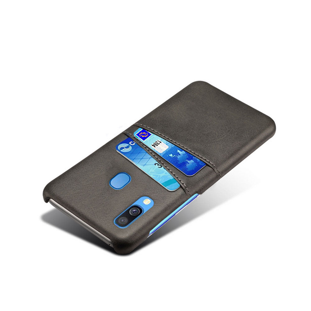 For Samsung Galaxy A40 PU Leather Coated PC Mobile Casing with Dual Card Slots
