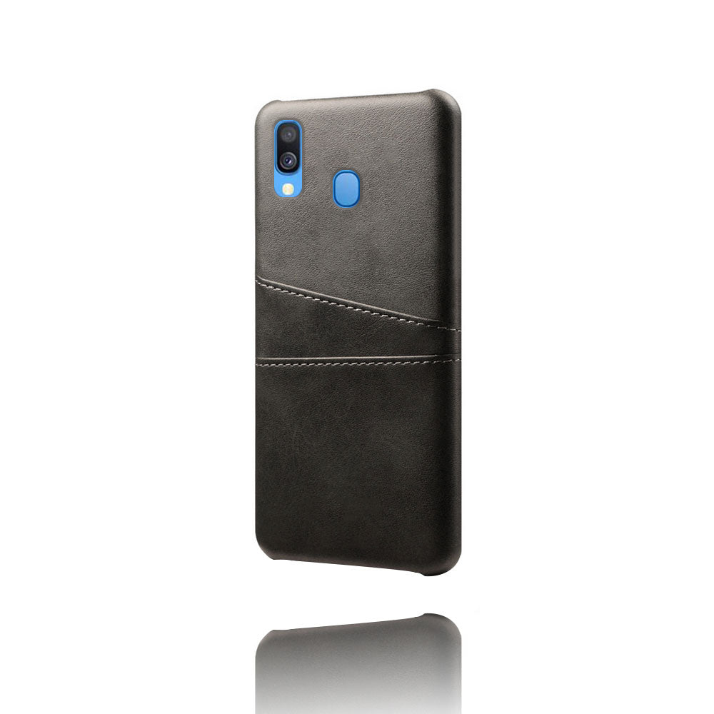 For Samsung Galaxy A40 PU Leather Coated PC Mobile Casing with Dual Card Slots