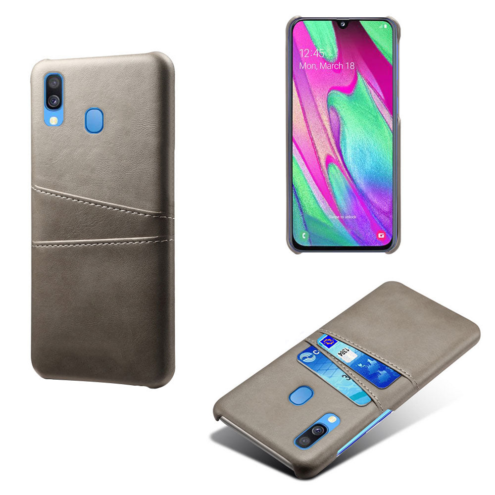 For Samsung Galaxy A40 PU Leather Coated PC Mobile Casing with Dual Card Slots