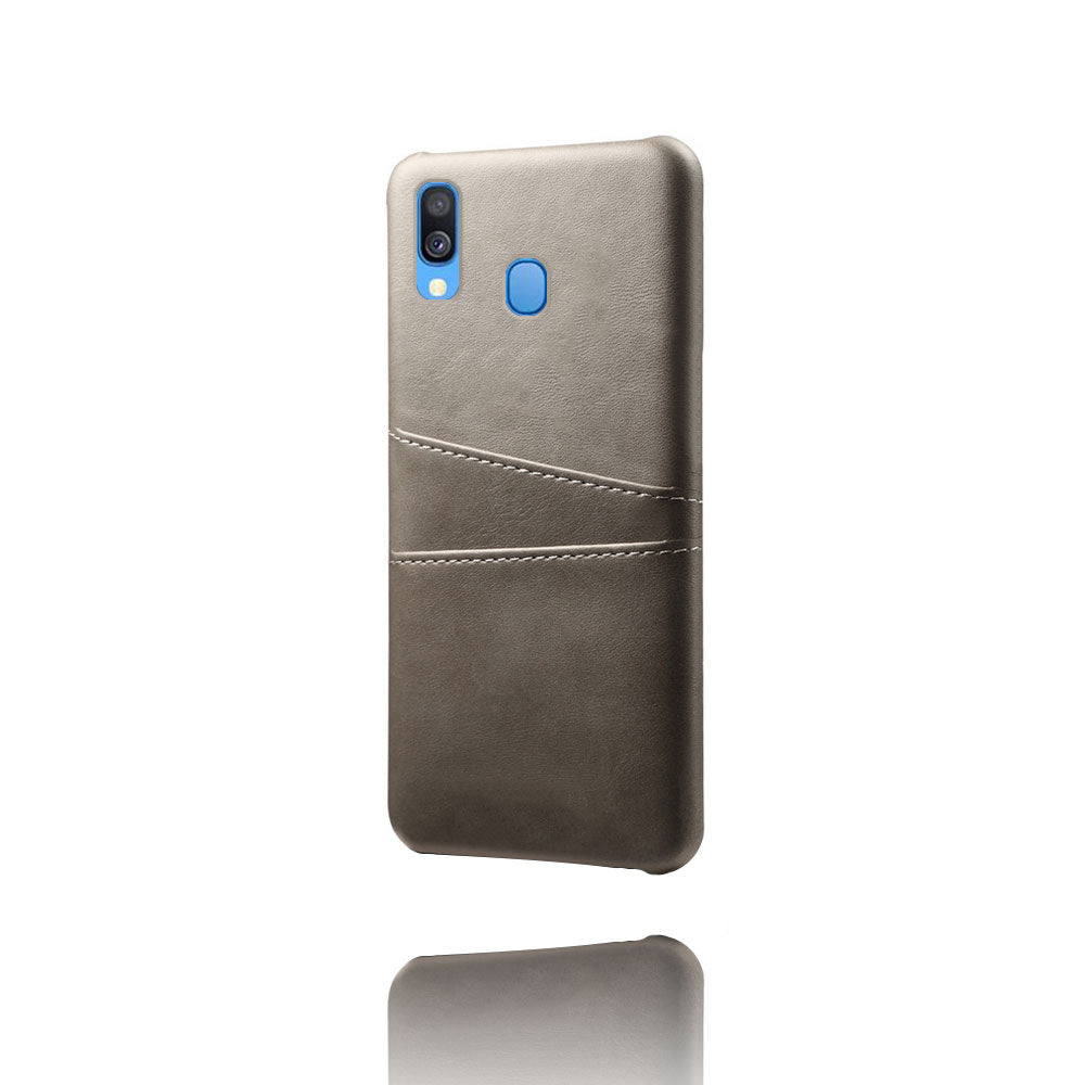 For Samsung Galaxy A40 PU Leather Coated PC Mobile Casing with Dual Card Slots