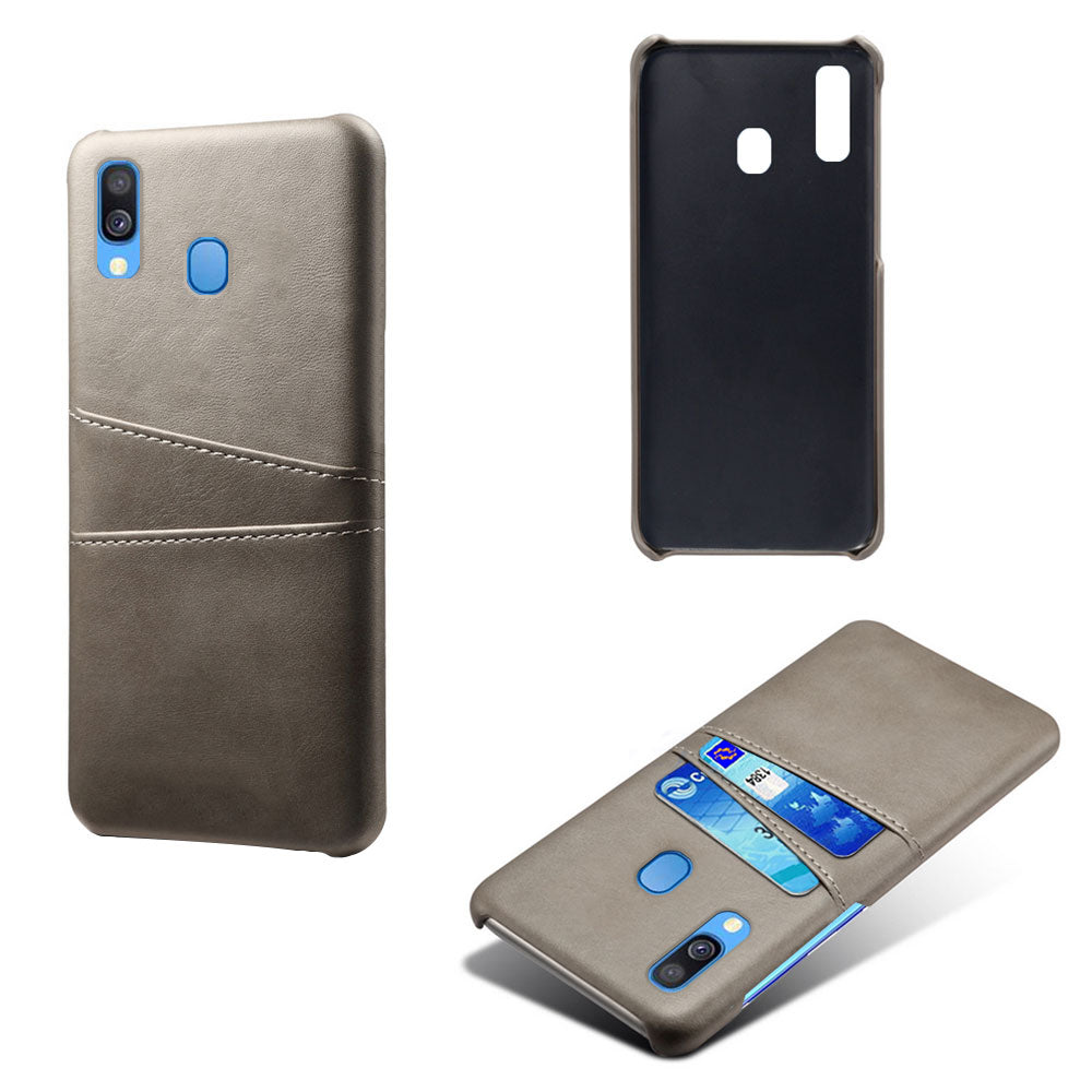 For Samsung Galaxy A40 PU Leather Coated PC Mobile Casing with Dual Card Slots