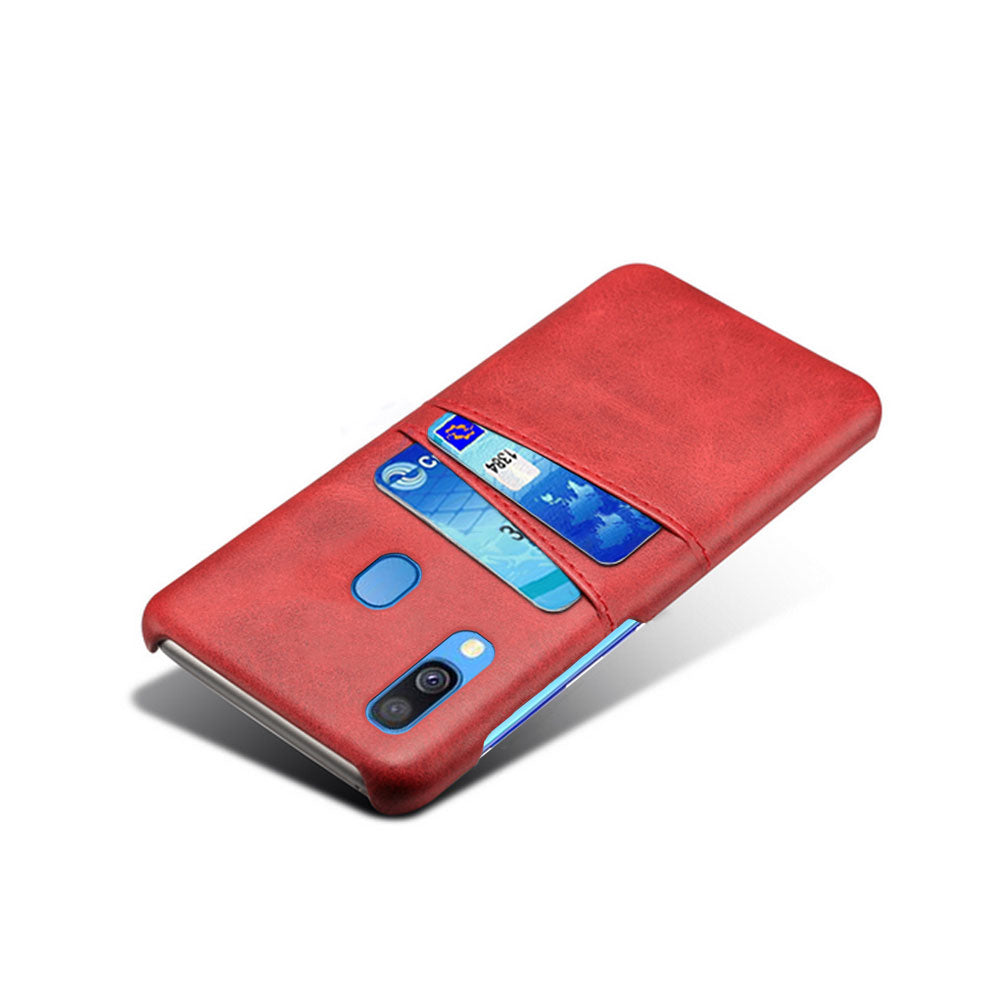 For Samsung Galaxy A40 PU Leather Coated PC Mobile Casing with Dual Card Slots