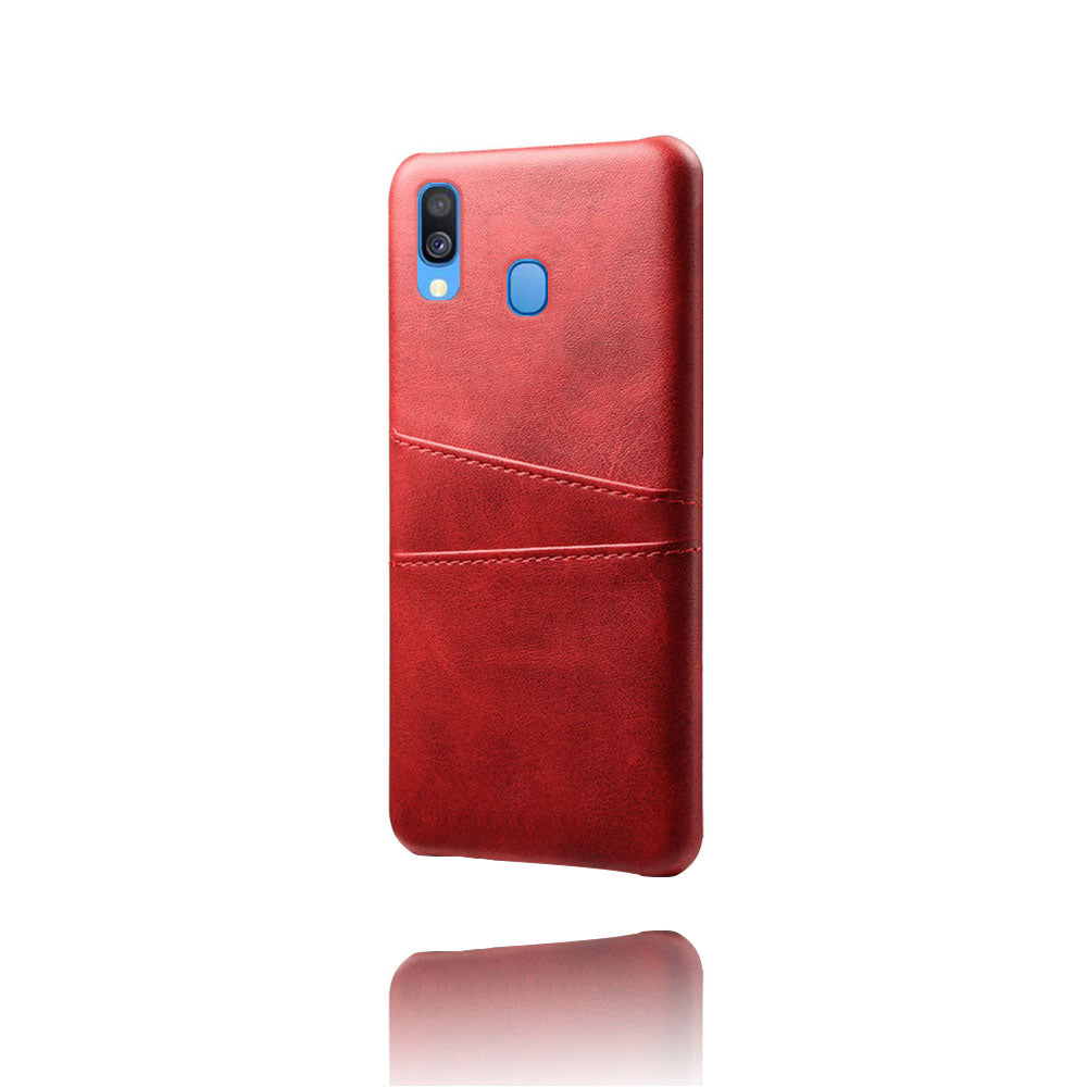For Samsung Galaxy A40 PU Leather Coated PC Mobile Casing with Dual Card Slots