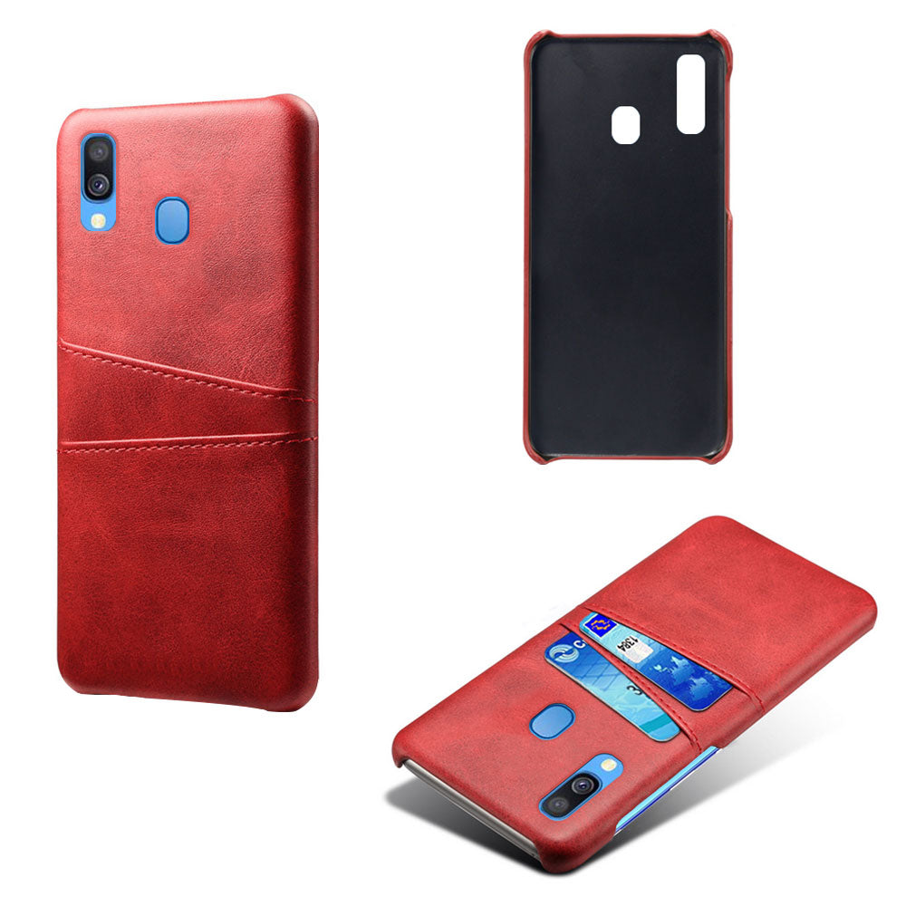 For Samsung Galaxy A40 PU Leather Coated PC Mobile Casing with Dual Card Slots