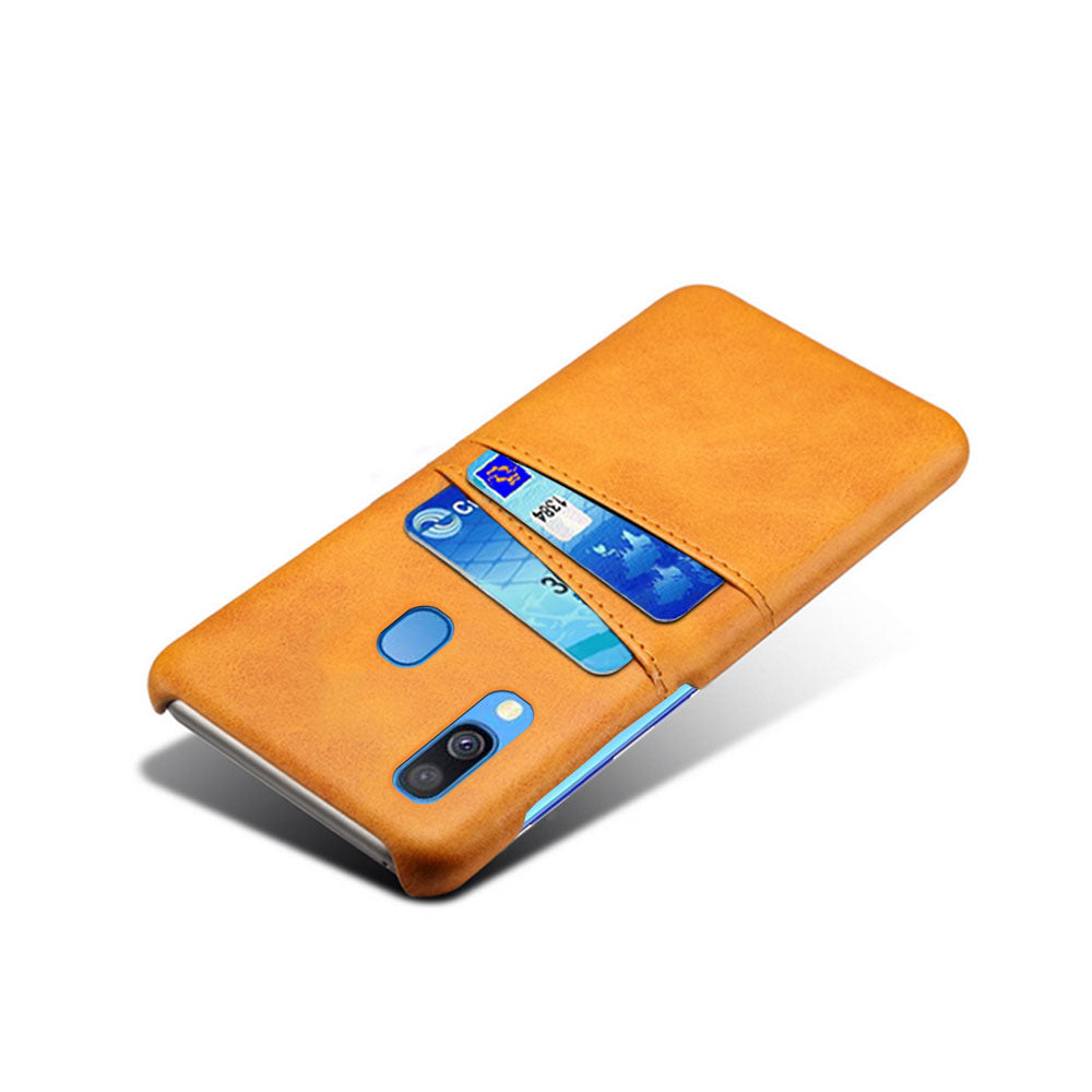 For Samsung Galaxy A40 PU Leather Coated PC Mobile Casing with Dual Card Slots