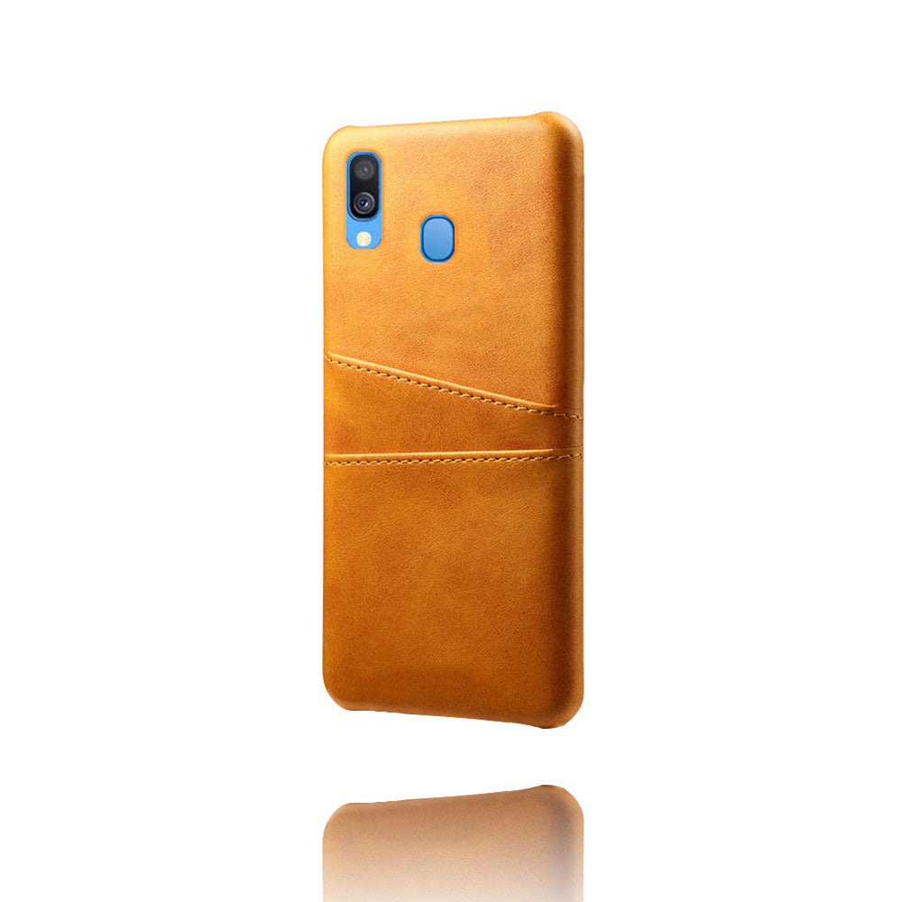 For Samsung Galaxy A40 PU Leather Coated PC Mobile Casing with Dual Card Slots