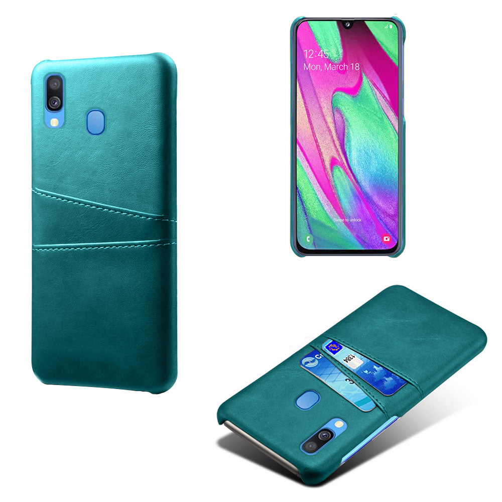 For Samsung Galaxy A40 PU Leather Coated PC Mobile Casing with Dual Card Slots