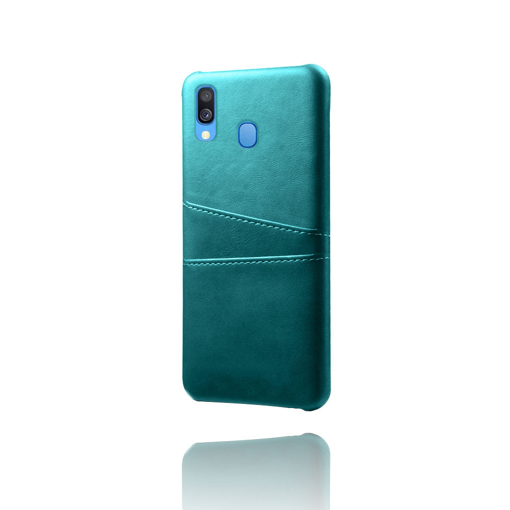For Samsung Galaxy A40 PU Leather Coated PC Mobile Casing with Dual Card Slots