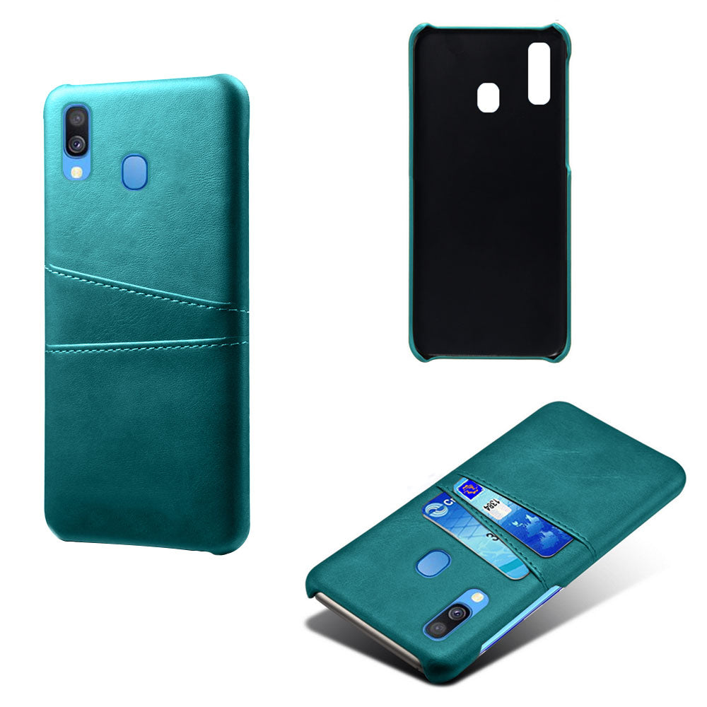 For Samsung Galaxy A40 PU Leather Coated PC Mobile Casing with Dual Card Slots