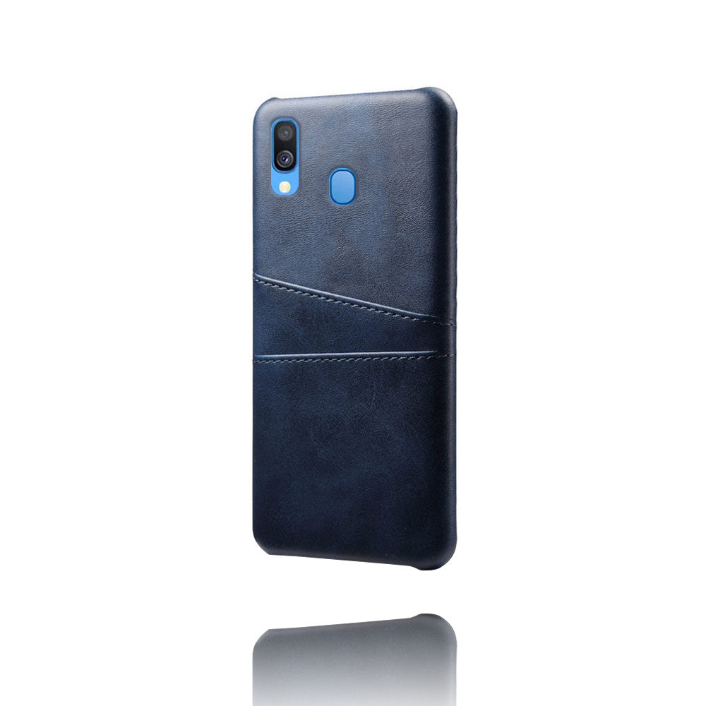 For Samsung Galaxy A40 PU Leather Coated PC Mobile Casing with Dual Card Slots