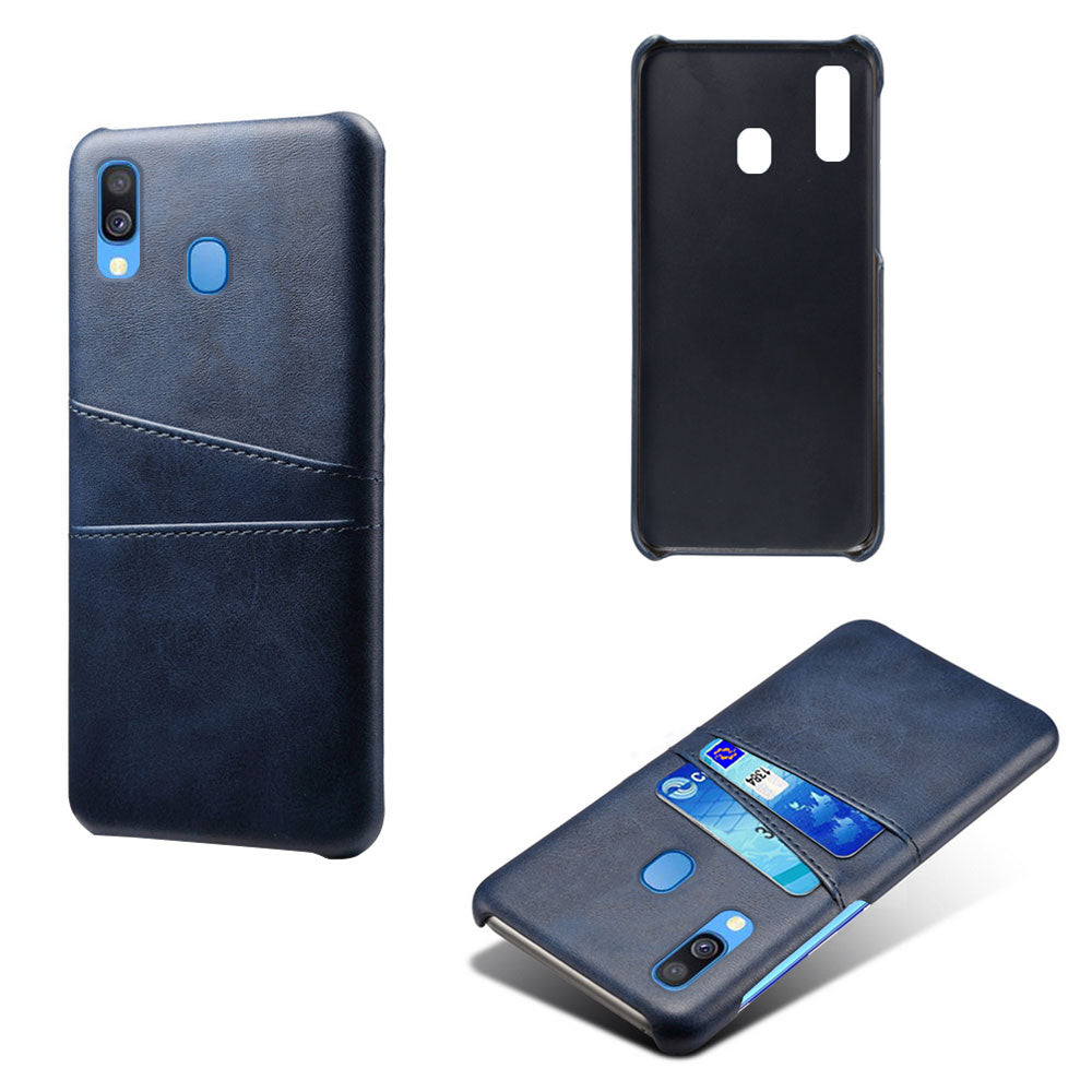 For Samsung Galaxy A40 PU Leather Coated PC Mobile Casing with Dual Card Slots