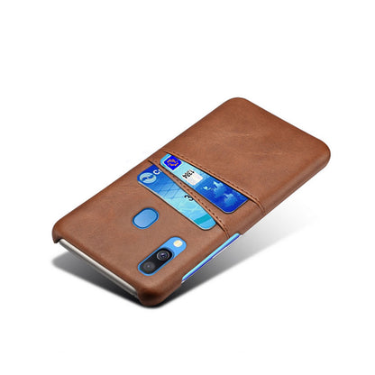 For Samsung Galaxy A40 PU Leather Coated PC Mobile Casing with Dual Card Slots