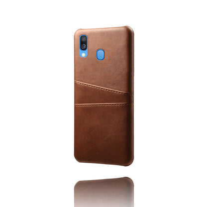 For Samsung Galaxy A40 PU Leather Coated PC Mobile Casing with Dual Card Slots