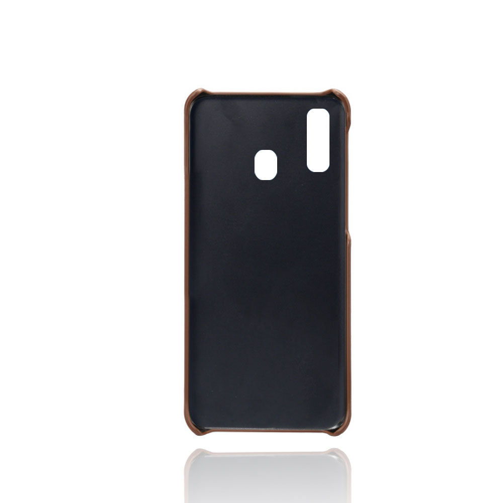 For Samsung Galaxy A40 PU Leather Coated PC Mobile Casing with Dual Card Slots