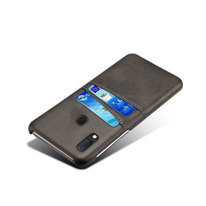 Double Card Slots PU Leather Coated PC Case for Samsung Galaxy A20e
