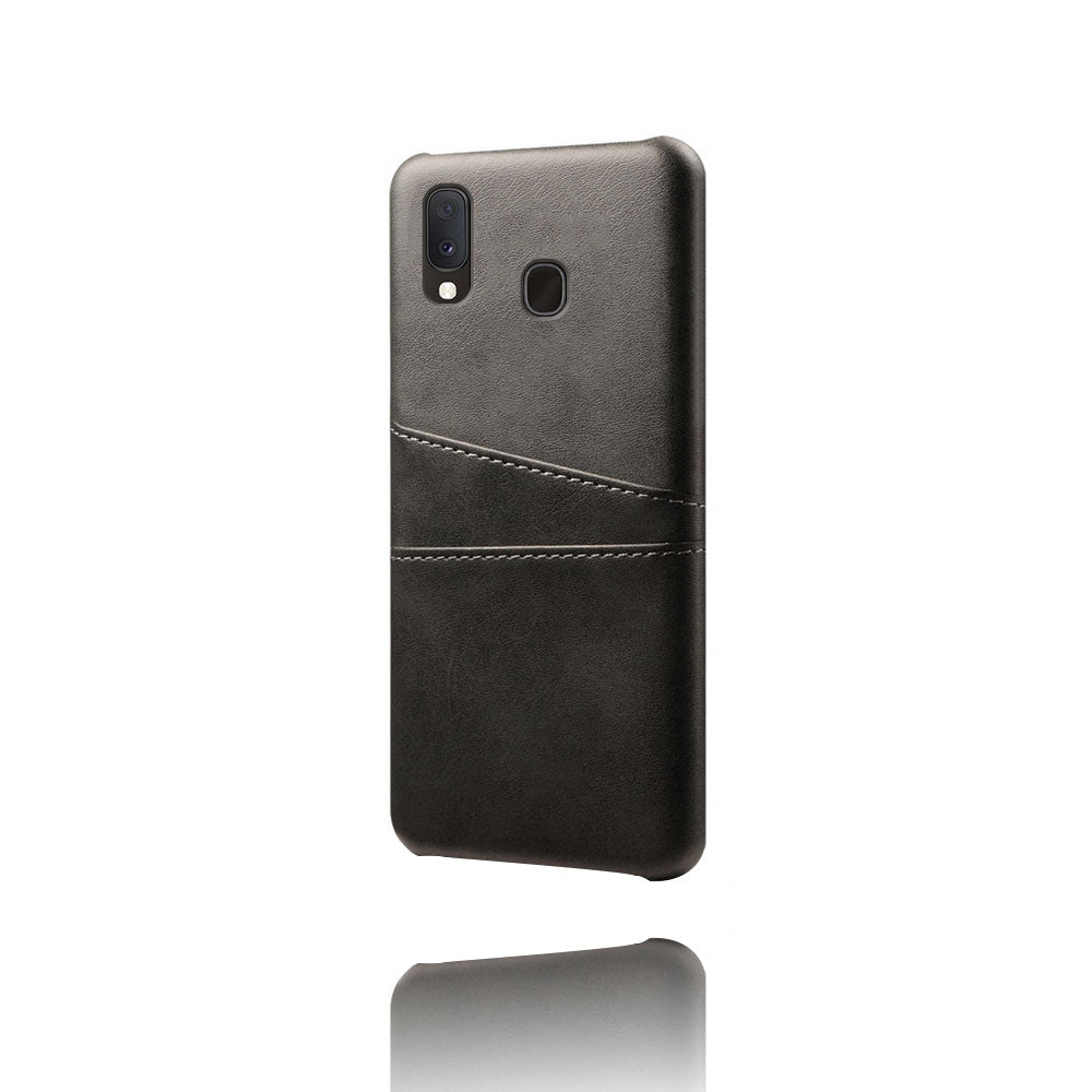 Double Card Slots PU Leather Coated PC Case for Samsung Galaxy A20e