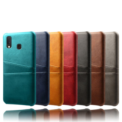 Double Card Slots PU Leather Coated PC Case for Samsung Galaxy A20e