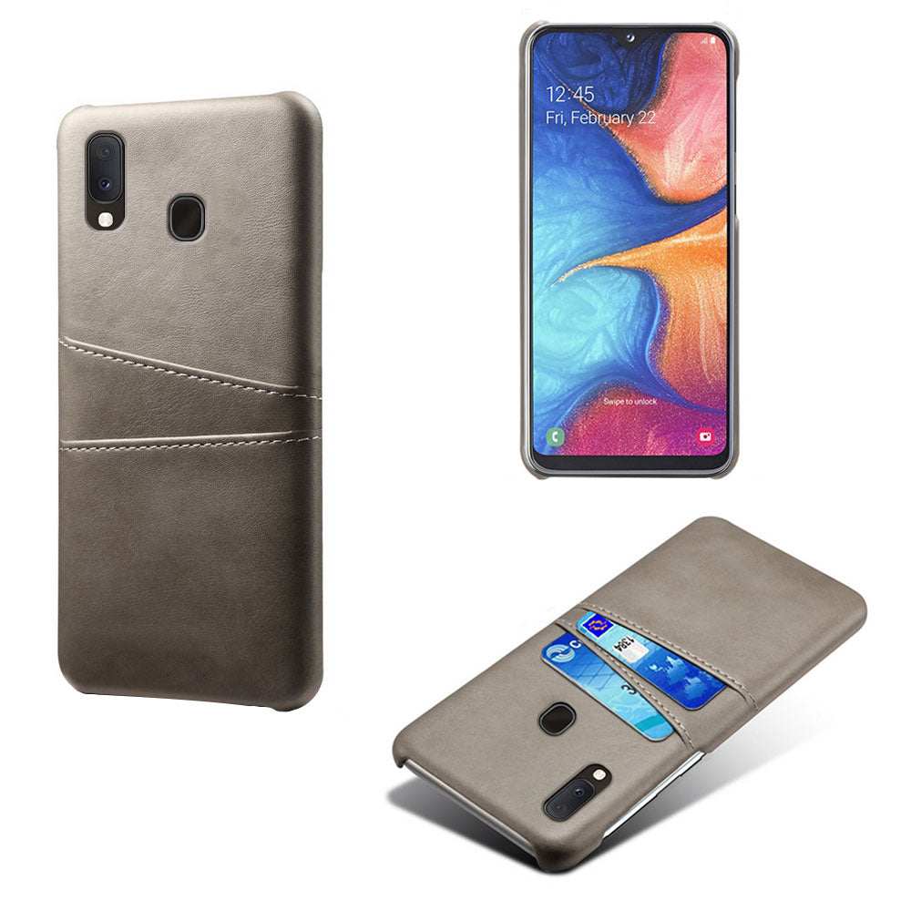 Double Card Slots PU Leather Coated PC Case for Samsung Galaxy A20e
