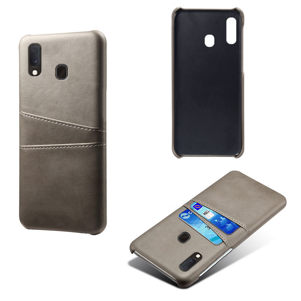 Double Card Slots PU Leather Coated PC Case for Samsung Galaxy A20e