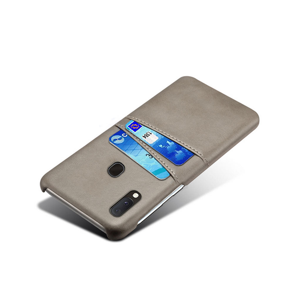 Double Card Slots PU Leather Coated PC Case for Samsung Galaxy A20e