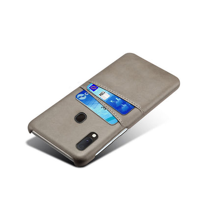 Double Card Slots PU Leather Coated PC Case for Samsung Galaxy A20e