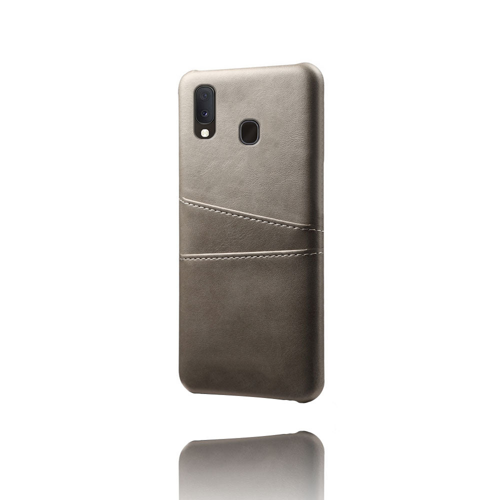 Double Card Slots PU Leather Coated PC Case for Samsung Galaxy A20e