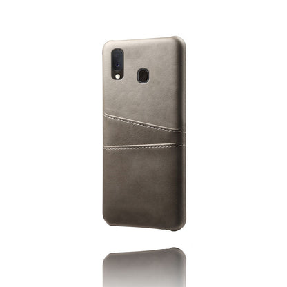 Double Card Slots PU Leather Coated PC Case for Samsung Galaxy A20e