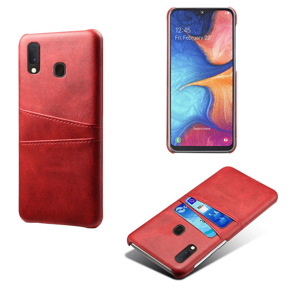 Double Card Slots PU Leather Coated PC Case for Samsung Galaxy A20e